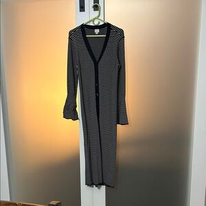 a new day Black and White Striped Knit Long Sleeve Maxi Dress